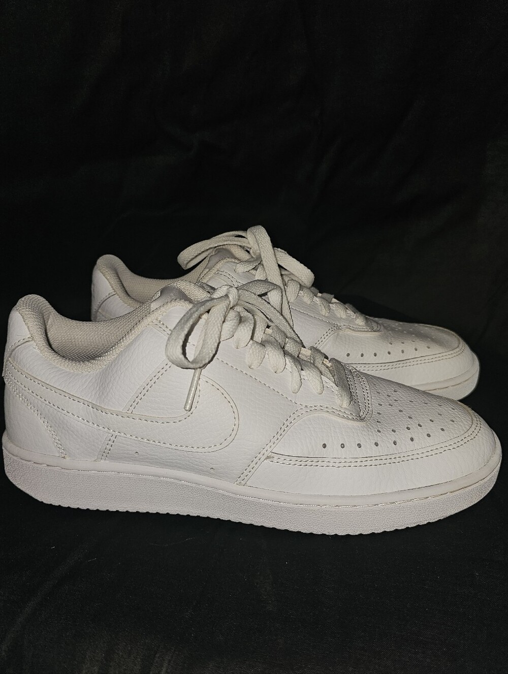 Nike All-White Low-Top Leather Sneakers